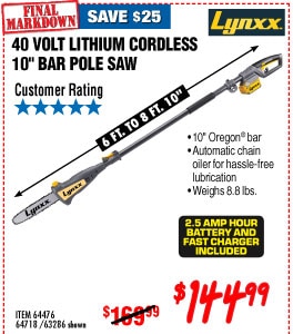 40V Lithium Cordless Pole Saw